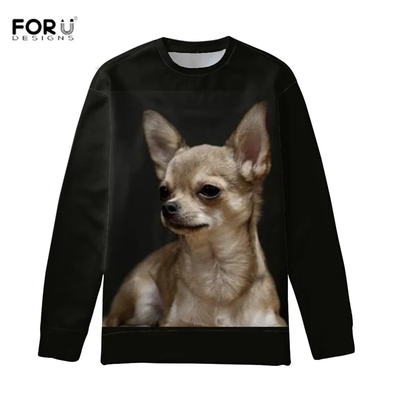 FORUDESIGNS/модные толстовки каваи Чихуахуа для женщин Толстовка кофты пуловер Cewneck Теплые Топы Свитшот Винтаж с длинным рукавом
