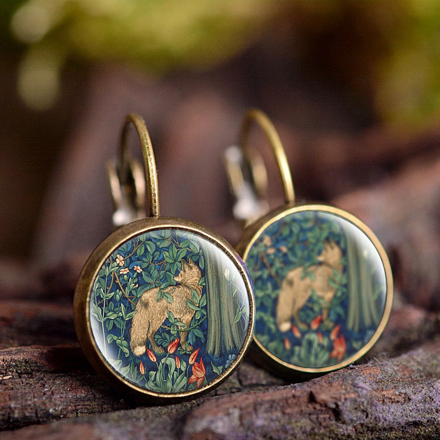 Креативная милая картина с изображением белки серьги гвоздики ручной работы