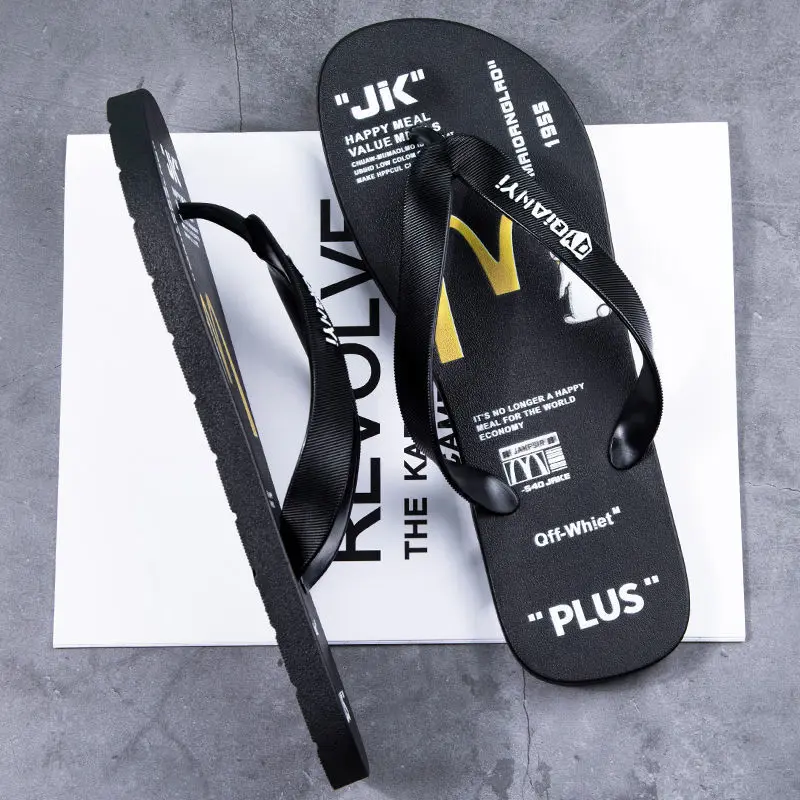 Home travel flip-flops male fashion couple Korean version of non-slip deodorant sandals non-slip wear beach shower slippers