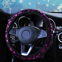 purple flower car steering wheel cover anti slip protector cover car accessories diameter 38cm universal car styling