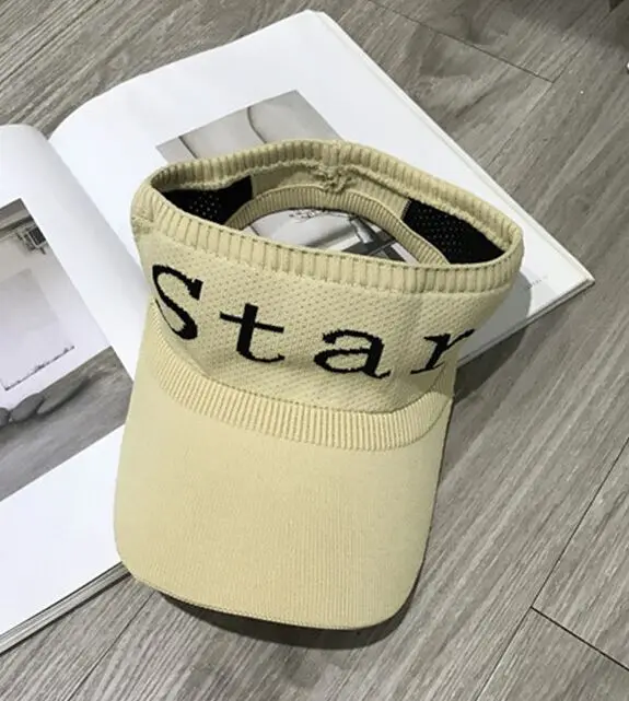 beige Летние женские трикотажные солнцезащитные козырьки для улицы, для девочек, с буквенным принтом, пляжная шляпа для взрослых, Повседневная Спортивная Кепка для гольфа Gorros - Цвет: beige