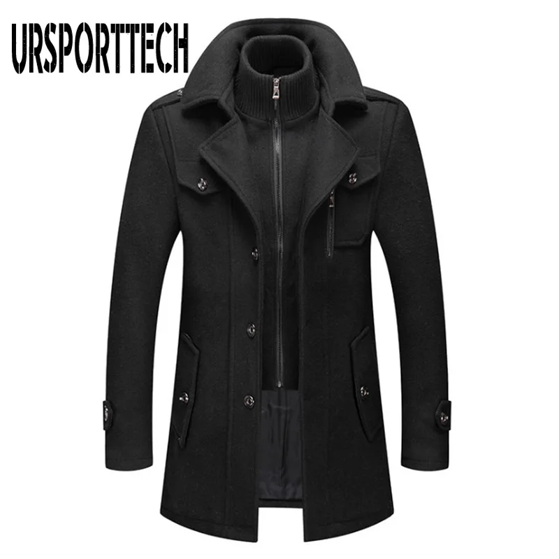 Winter Men's Wool Coat New Solid Color Cold Resistant Men Woolen Overcoat Double Collar Casual Trench Coat Male Oversized 4XL