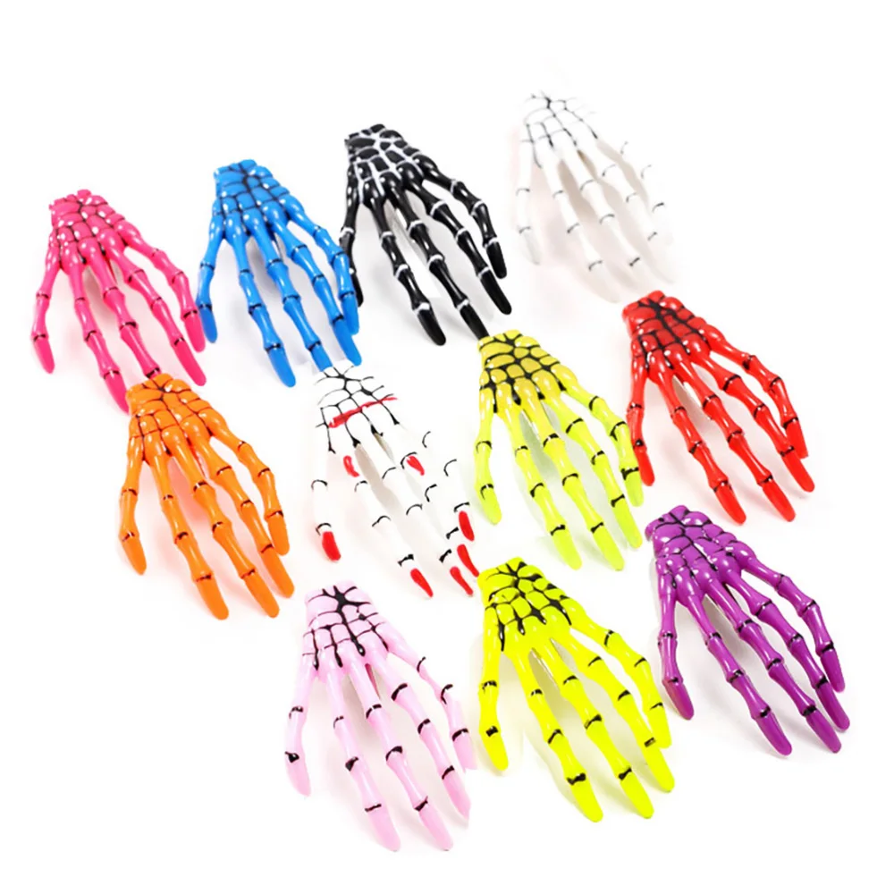 

10pcs Girls Skeleton Hand Bone Claw Punk Hair Clip Hairpin Headwear