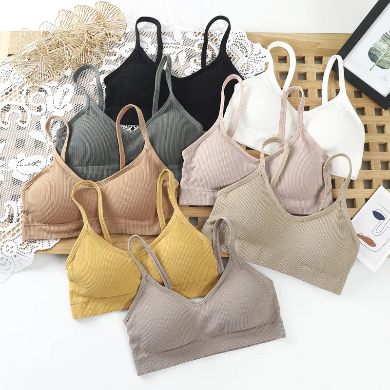 

Женский бюстгальтер без косточек с мягкими чашечками, нижнее белье, полосатый нерегулируемый топ на бретельках, цельный бесшовный бюстгаль...