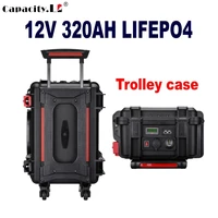 12v200ah lifepo4 battery 320ahtrolley case 250a lithium iron battery pack 320a phosphate rechargeable for rv outdoor camping