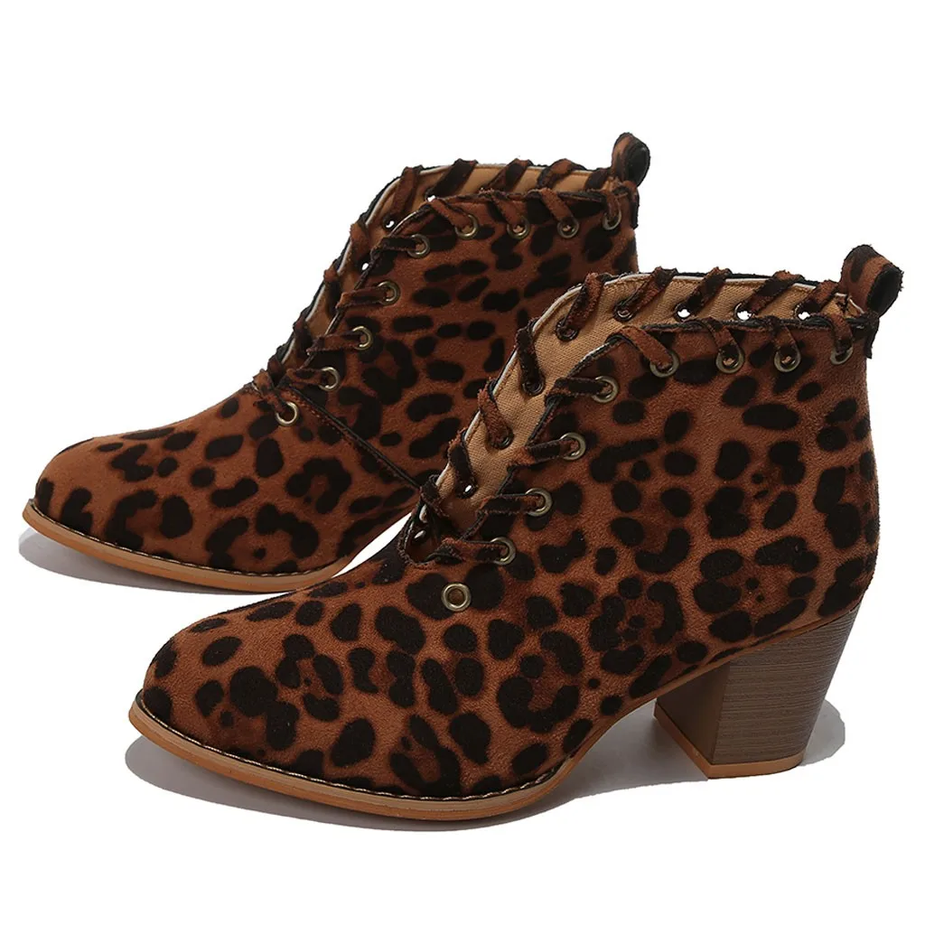 Женские ботильоны с леопардовым принтом Модные женские в стиле ретро