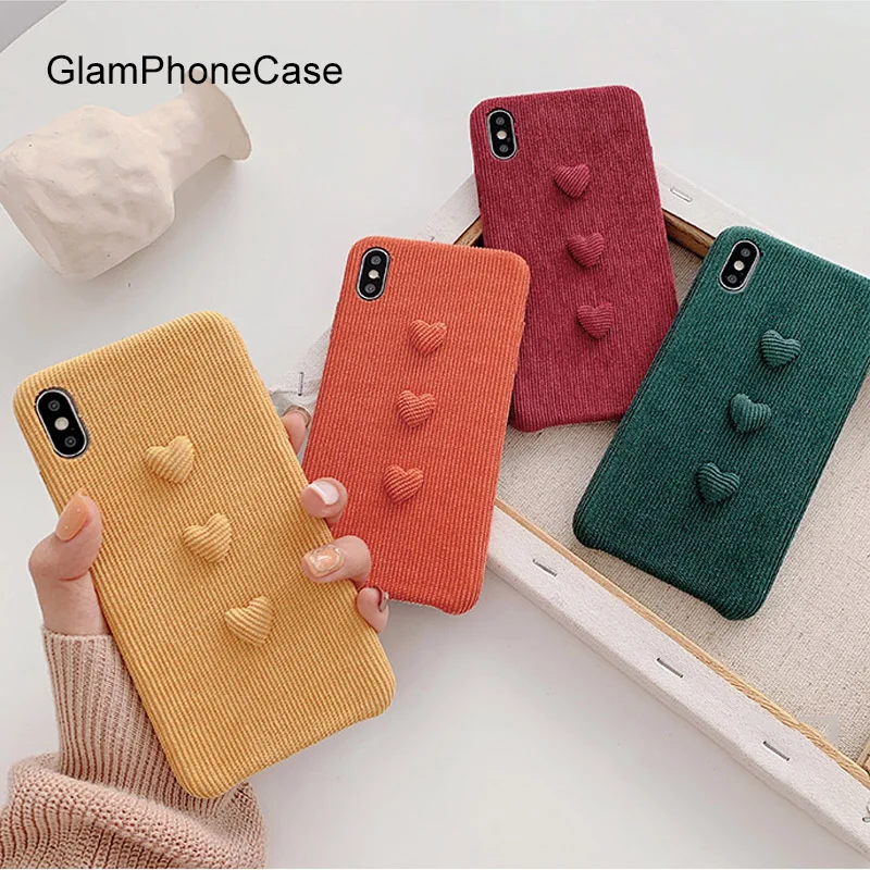 GlamPhoneCase вельвет трехмерный любовь чехол для iPhone X XS Max XR Мягкий силиконовый 7 8 6 6s