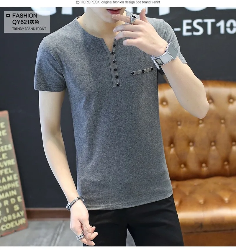 

Mens T Shirts Fashion 2020 Summer New Men's Short-sleeved T-shirt Cotton V-neck Outdoor Slim Men's T-shirt Men's Clothing