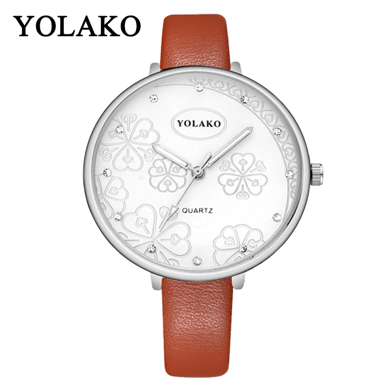 

YOLAKO frauen Einfache Leder Quarzuhr Frauen Damen Kleid Uhr Studenten Casual Armbanduhr Uhren Montre Femme Geschenk