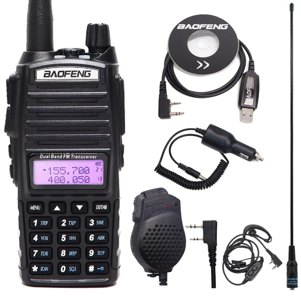Baofeng UV-82 рация двойной PTT UV 82 портативный двухстороннее радио VHF UHF Ham CB радиостанция 5 Вт UV82 охотничий трансивер - Цвет: add parts