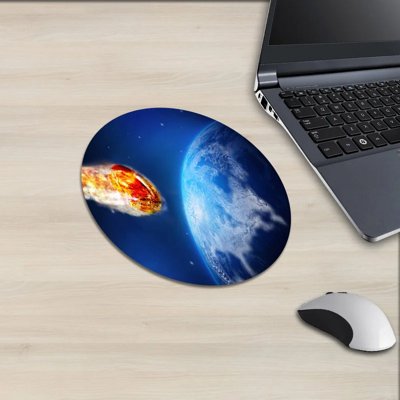 Круглый коврик для мыши XGZ Космический ландшафт комет столкновение земля звезда