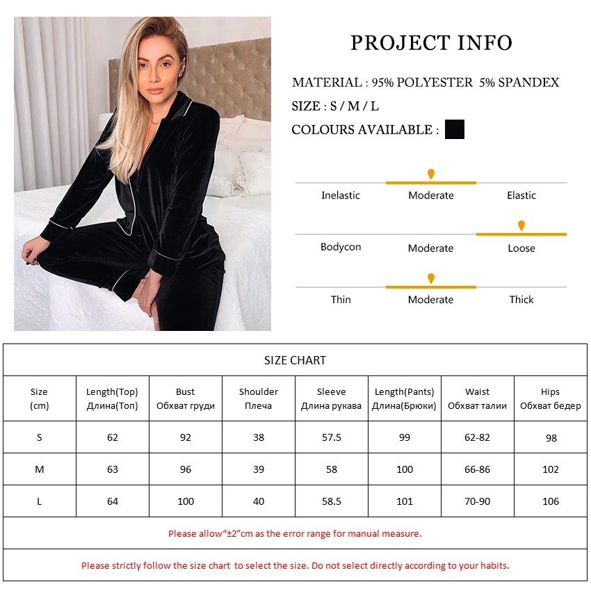 

HiLoc Winter Velvet Pajamas For Women Two Piece Set Thick Long Sleeve Sleepwear Warm Solid Home Suit Nightwear Black 2020 Pajama