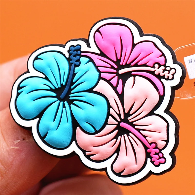 Happiness Flowers Croc Charms Original Lovely Yellow Pink Blue Bunny Shoe Accessories Beautiful Daffodil Clogs Decoration JIBZ