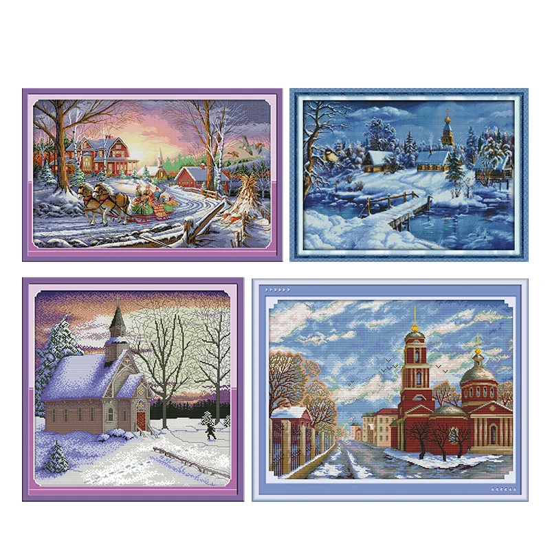 Набор для вышивки сделай сам из серии Снежная сцена 14 карат|cross stitch dmc|cross setstitching kit