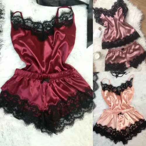 

New Women's Lace Sexy Lingerie Set Pajama Set Sexy Temptation Babydoll Nightwear Cami Top and Shorts Pajama Sleepwear