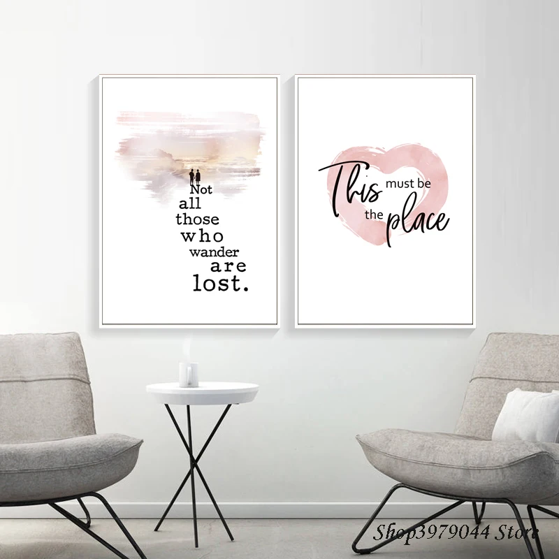 Это должно быть место холст художественный постер розовое сердце печать