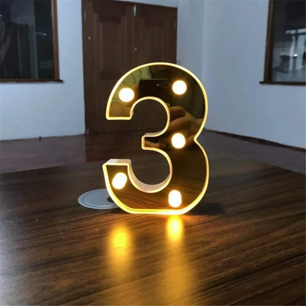 16/22 Cm Luminous 0-9 Digital LED 3D Number Light AAA Battery Lamp Night For Party Birthday Wedding DIY Christmas Decor | Лампы и