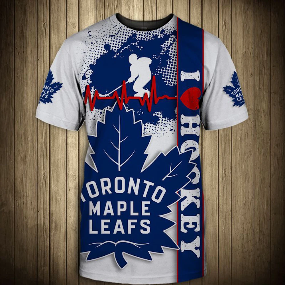

Summer Casual Tops Men's T shirt Funny Blue white fun letter pattern print Maple Leafs T-shirts Quick-drying Sportswear