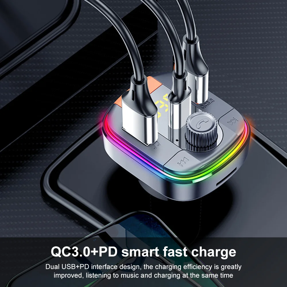 AOSHIKE PD + QC3.0 FM передатчик автомобильный комплект MP3 музыкальный плеер Bluetooth 5 0 AUX