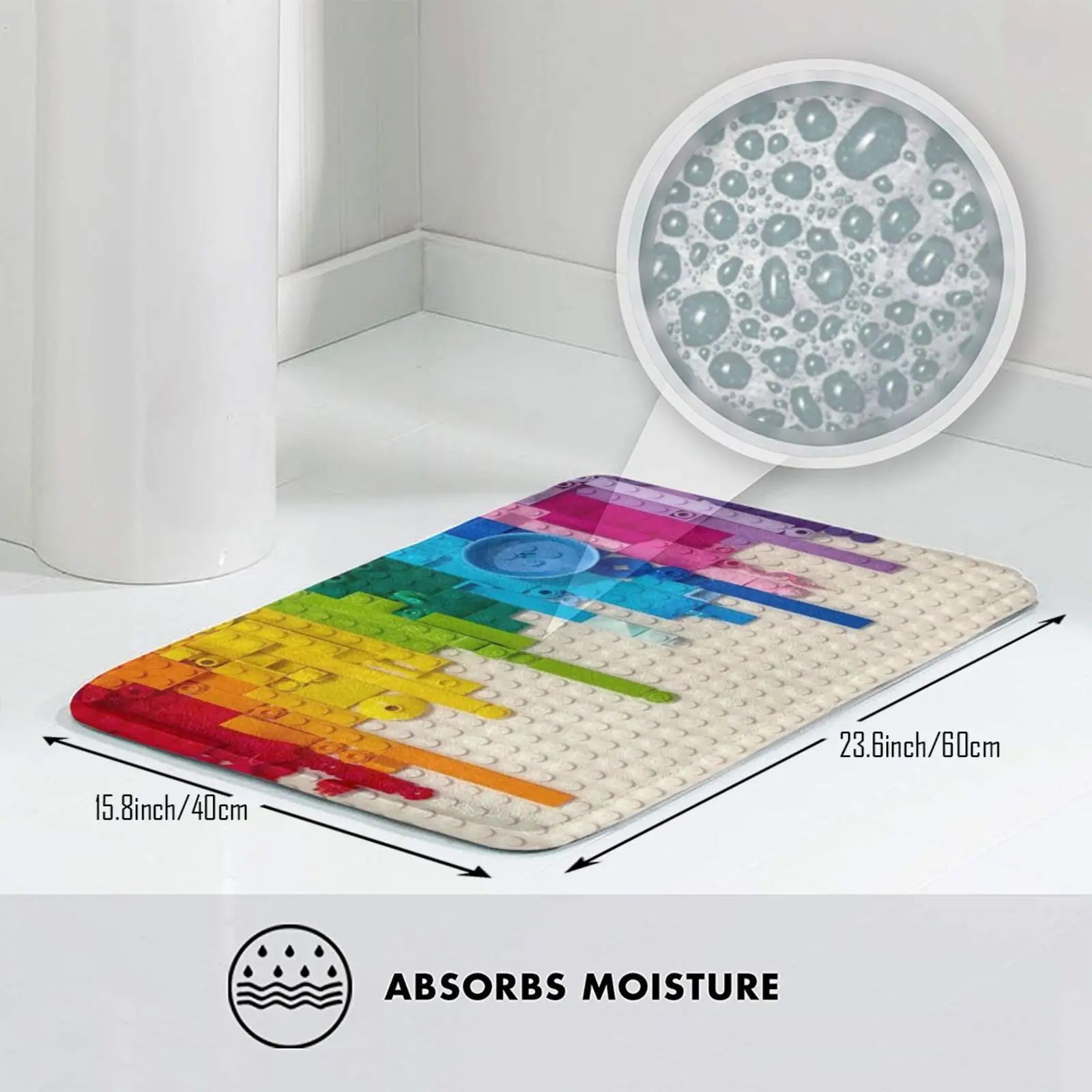 Радужный коврик для входной двери ванной неоновый страшный желтый голубой лайм