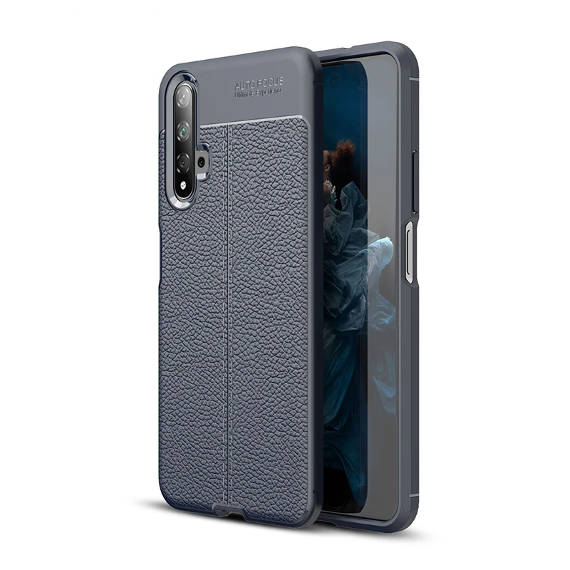 blue Роскошный ПУ; кожа; силикон Coque Телефон задняя крышка чехол для huawei honor 20 pro lite 20i 20s v20 honor 20 20pro мягкие силиконовые чехлы - Цвет: blue