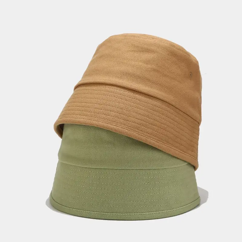 

Japanese Style Simple Retro Bucket Hats Women Men Summer Panama Fishing Fisherman Cap Solid Cotton Foldable Outdoor Sun Hats