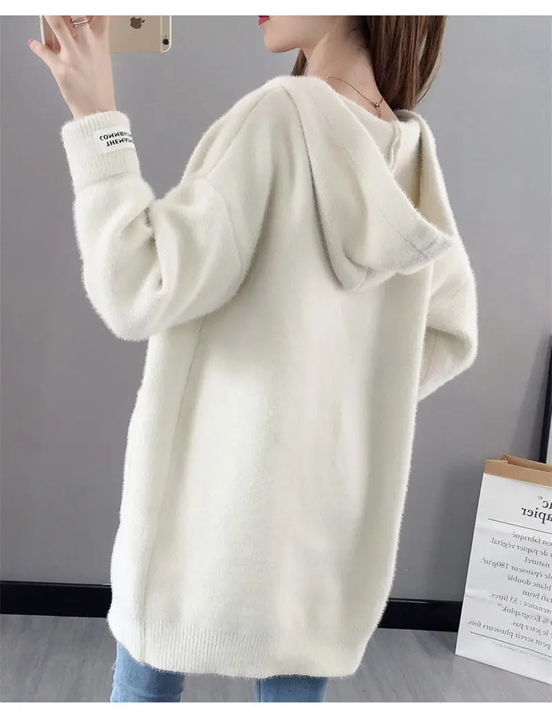 Женский вязаный кардиган повседневная толстая кофта из искусственного меха