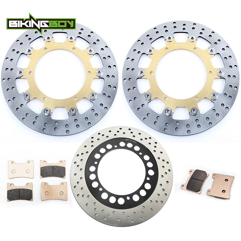 Gold Round ZB BIKINGBOY спереди и сзади тормозные диски роторов колодки для Yamaha VMX 12 V-Max 1200 93 94 95 96 97 98 99 00 01 02 03 04 05 2006 2007 - Цвет: Gold Round ZB