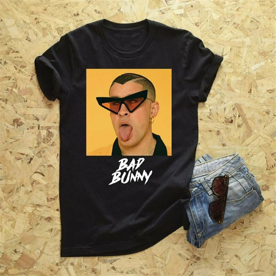 Футболка с языком Bad Bunny X100Pre Tour базовая футболка | Мужская одежда