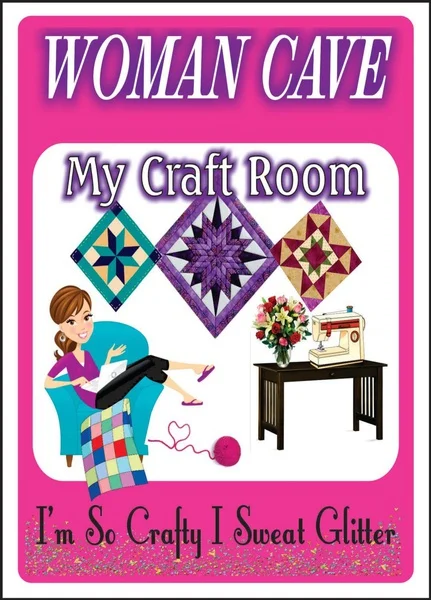 

Woman Cave My Craft Room I'm So Crafty I Sueat Glitter Tin Logo Metal Plaque Home Bedroom Wall Decoration Metal Plate 12*8 Inch