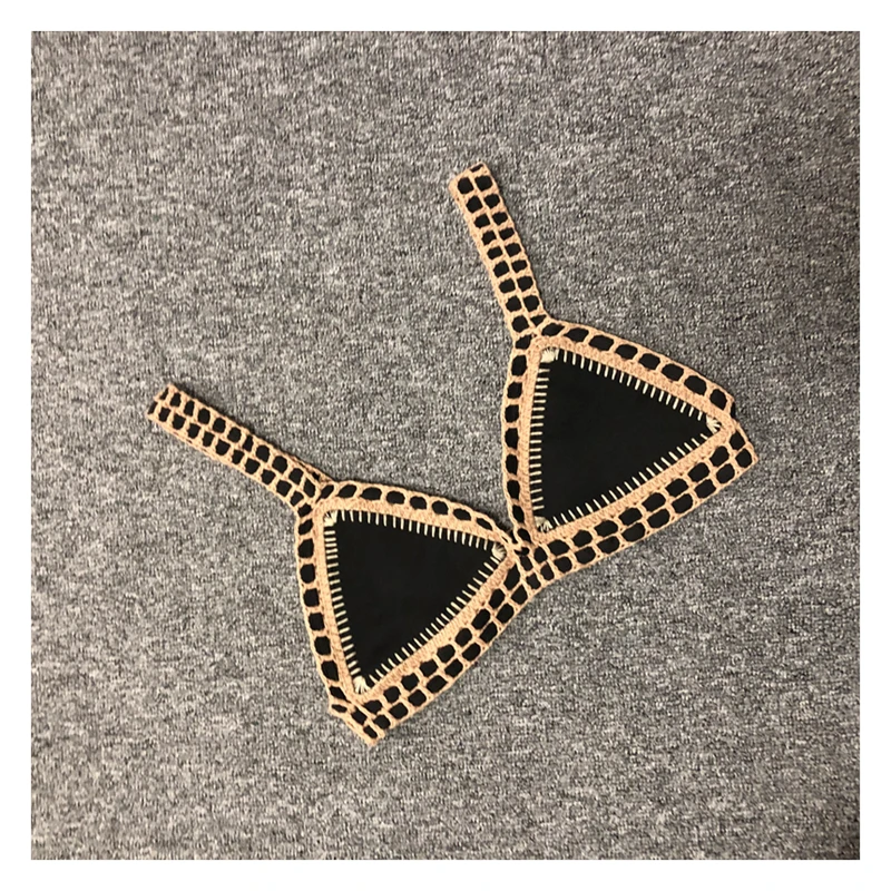 Женский сексуальный купальник с эластичным купальником черные вязаные крючком