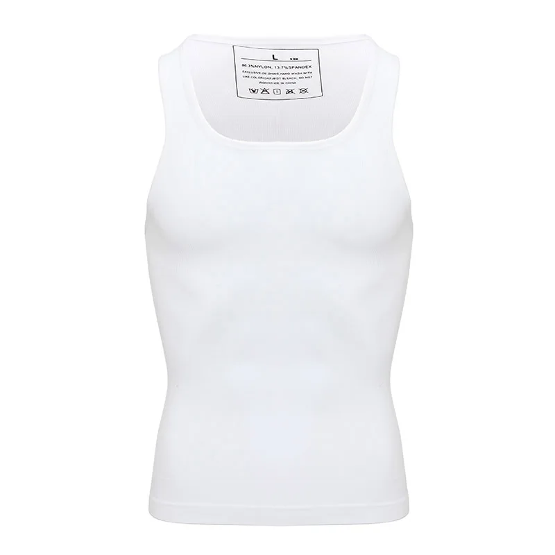 Белый Мужская похудения Body Shaper жилет рубашка Abs живот рубашки с коротким рукавом, чтобы скрыть гинекомастия Moobs тренировочные майки Нижние рубашки - Цвет: Белый