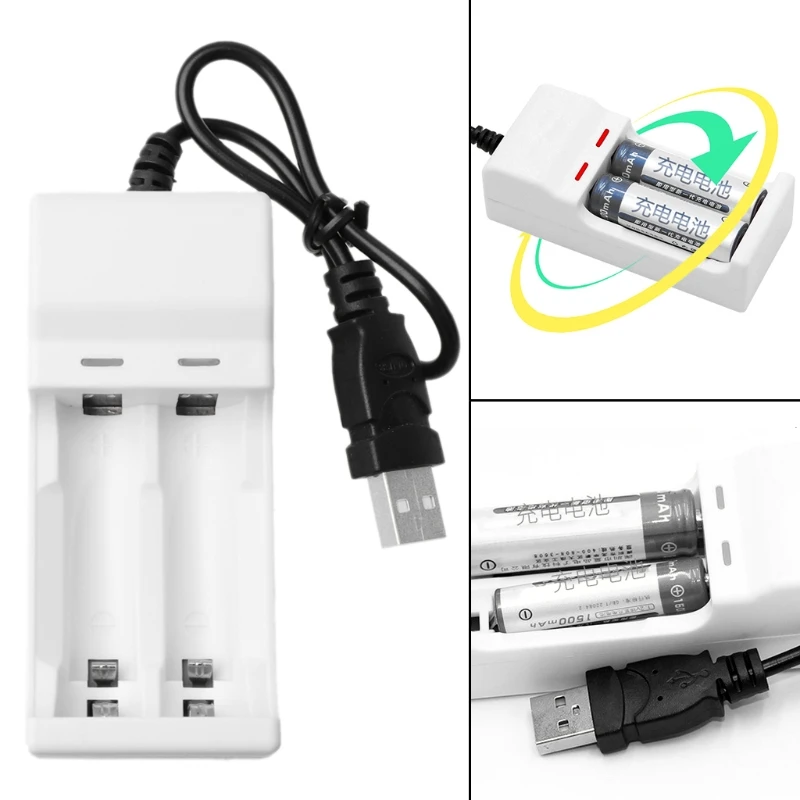 Интеллектуальное зарядное устройство с 2 слотами 1 в USB для перезаряжаемых NiMH NiCd AA