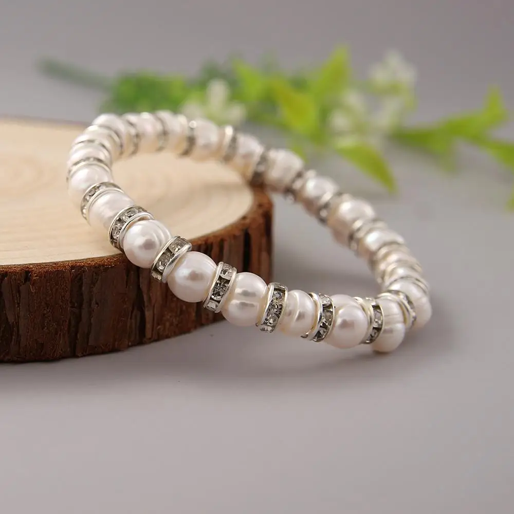 Женский вечерние с пресноводным жемчугом 8 9 мм|Гибкие и жесткие браслеты| |