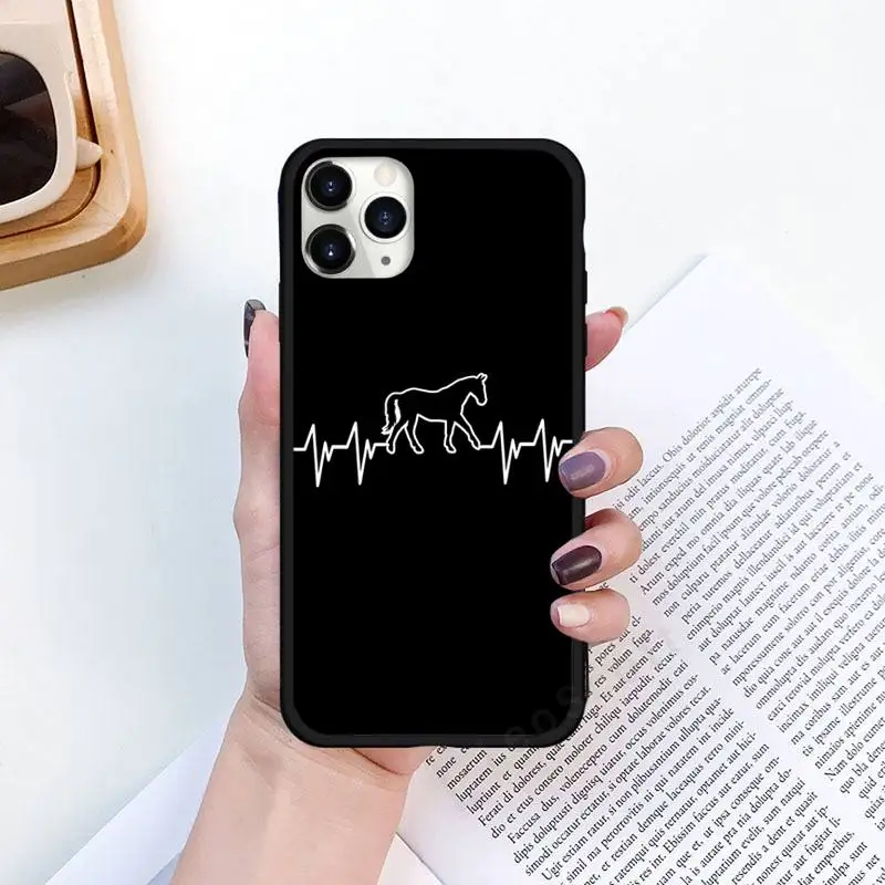 

Horse Pony Horse Heartbeat art pattern Phone Case for iPhone 11 12 pro XS MAX 8 7 6 6S Plus X 5S SE 2020 XR Luxury brand shell