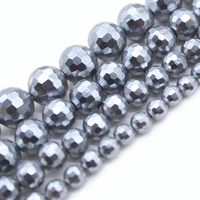 faceted gray shell ball beads loose spacer glass beads for jewelry making diy bracelet necklace strands 681012mm