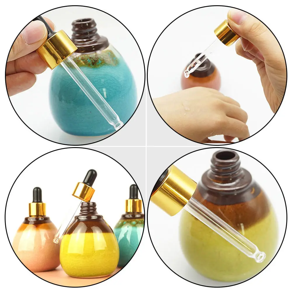 

3pcs 50ml Essential Oil Bottles Subpackaging Dropper Bottles Storage Bottle