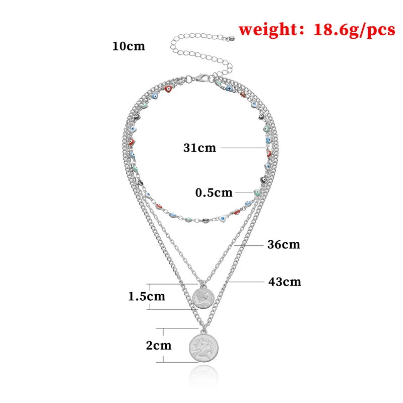

korean Fashion Multilayer Choker Necklace for Women Evil Eye Bohemia boho Choker Collar Coin Pendant choker Neck Chain Jewelry