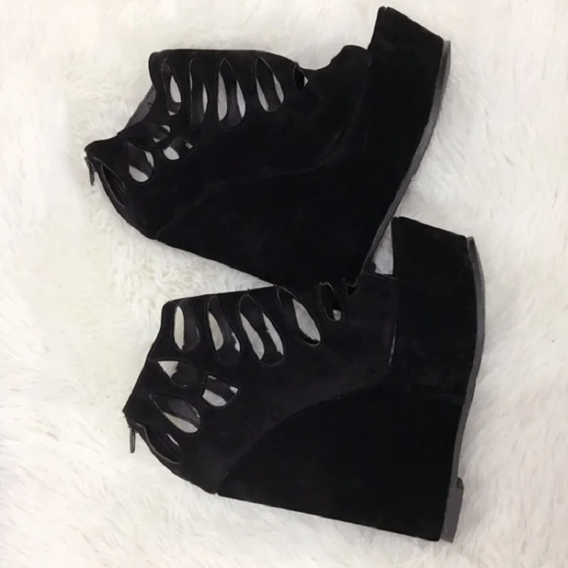 Оригинальные соблазнительные женские босоножки Модные на танкетке с открытым