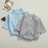spring newborn toddler infant baby boy denim bodysuit jumpsuit girls clothes outfit single breasted long sleeve clothes