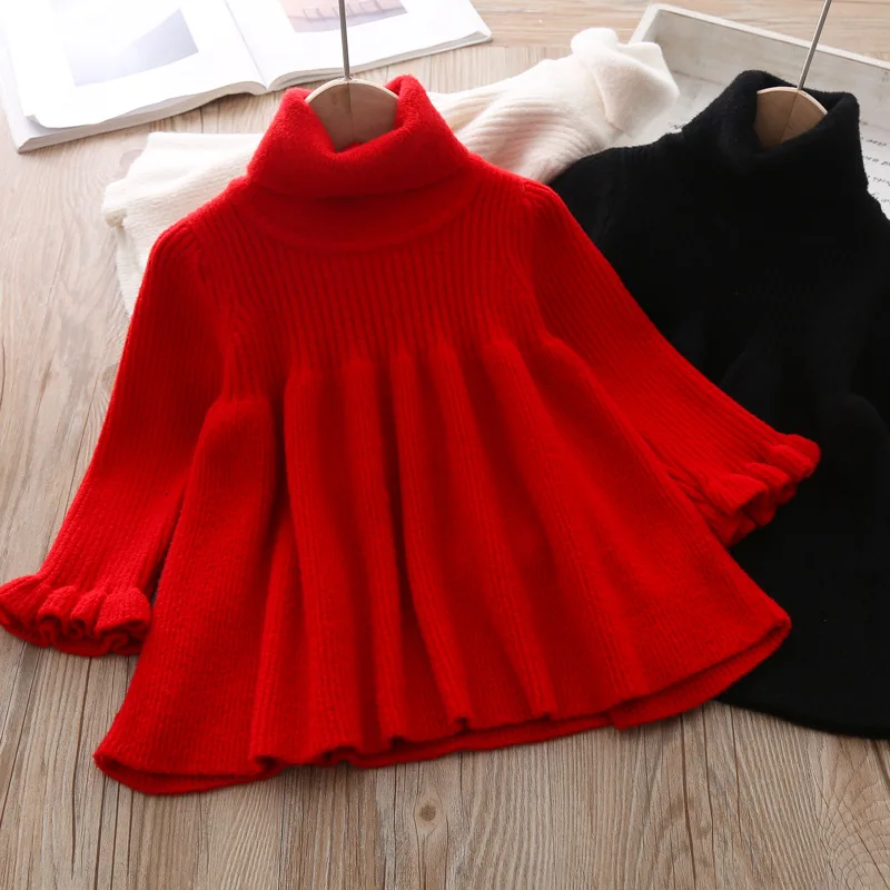 Girls Knit Sweater Dress autumn winter Infant Toddler baby Red Shirt for girl Kid princess Warm Christmas thick Tops Dresses 12M | Детская