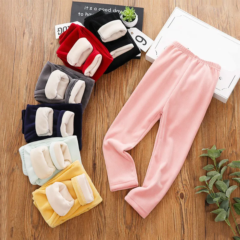 Осенние плотные штаны для девочек однотонные увеличивающие рост теплые | Мать и
