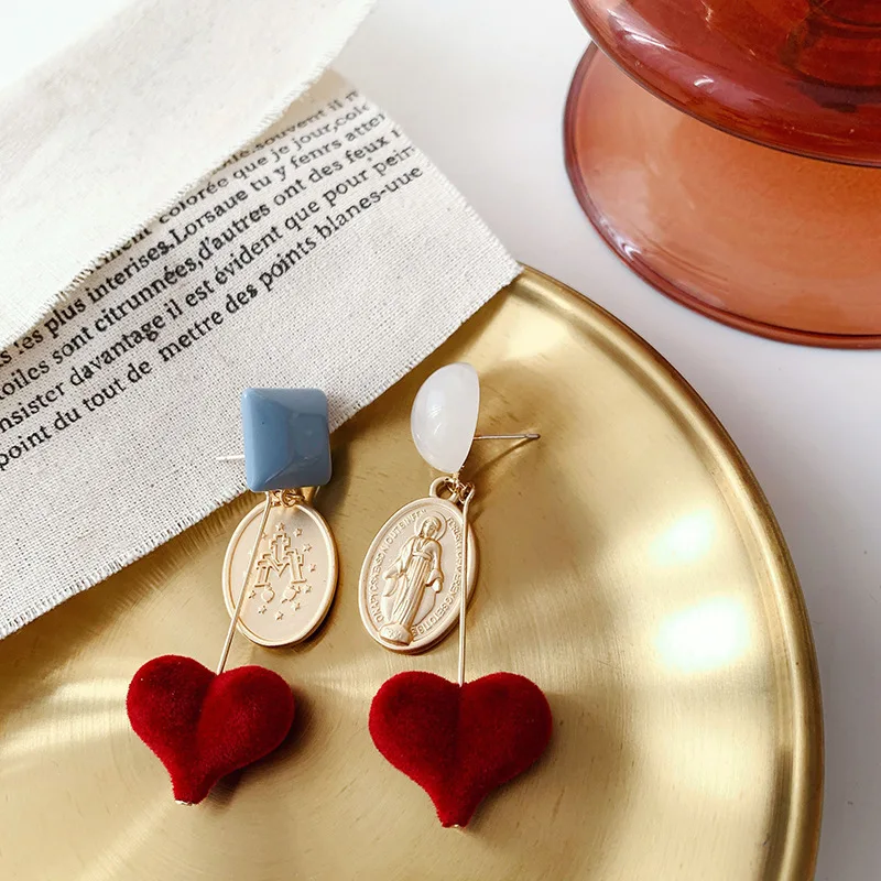 

ZDMXJL 2021 новые модные серьги-гвоздики с милыми сердечками и Геометрическая круглая Ангел Серьги для женщин и девушек, вечерние подарки ювелир...