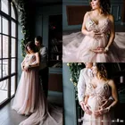 Румяна Розовый Бохо свадебное платье для беременных женщин сексуальные бретельки v-образный Вырез свадебные платья с 3d цветочками платье невесты