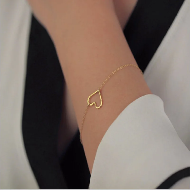 Модный браслет на запястье с сердечками Изящные Простые браслеты из