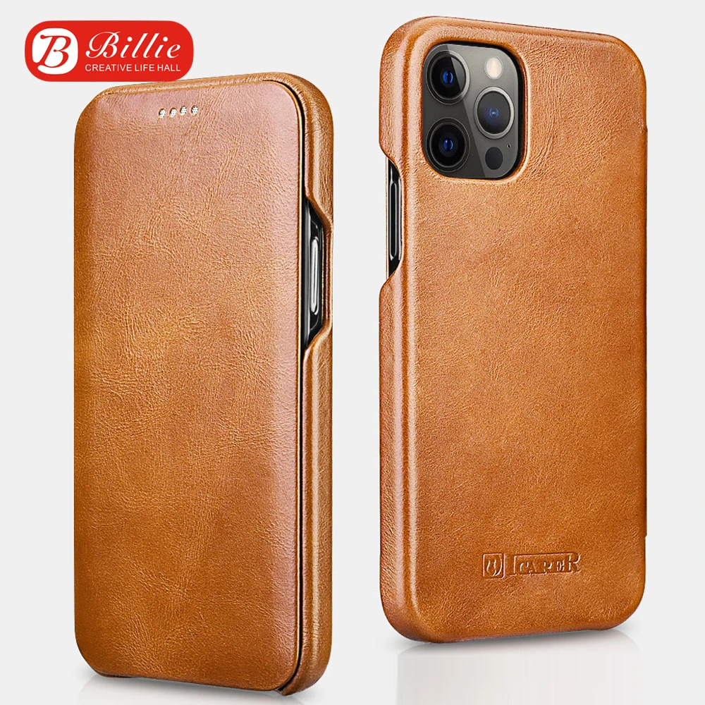 

Luxury Flip Genuine Leather Case for iPhone 12 Pro Max Full Edge Closed Flip Case for iPhone 12/Mini/Pro/Max Protective Case