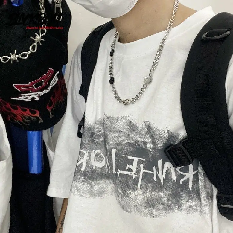 

BLACKBOY summer new Korea ins loose plus size short sleeve T-shirt men's simple dark letter printed half sleeve couple jacket