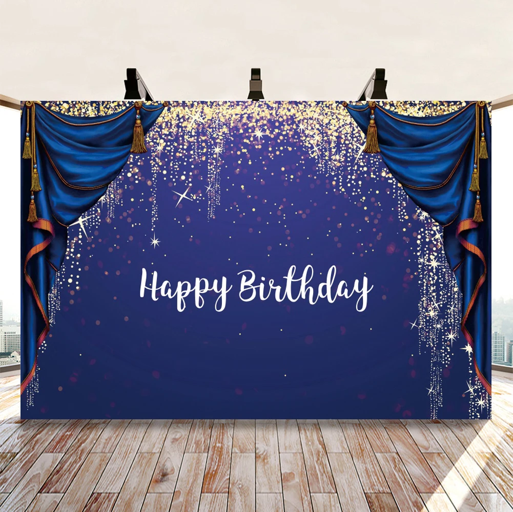 Королевский синий занавес Блестящий Фон для фотосъемки с днем рождения свет фоны