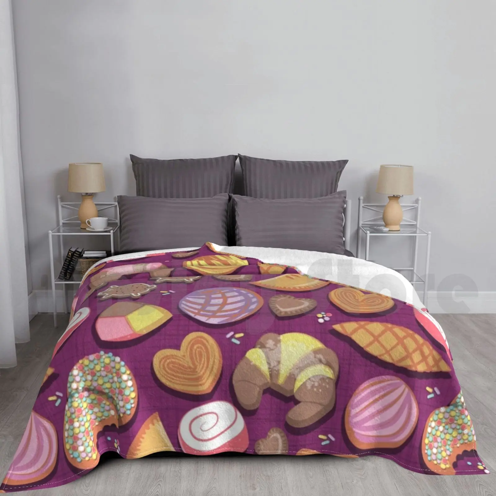 Мексиканская Сладкая пекарня Frenzy/розовый фон/пастельные цвета Pan Dulce одеяло для