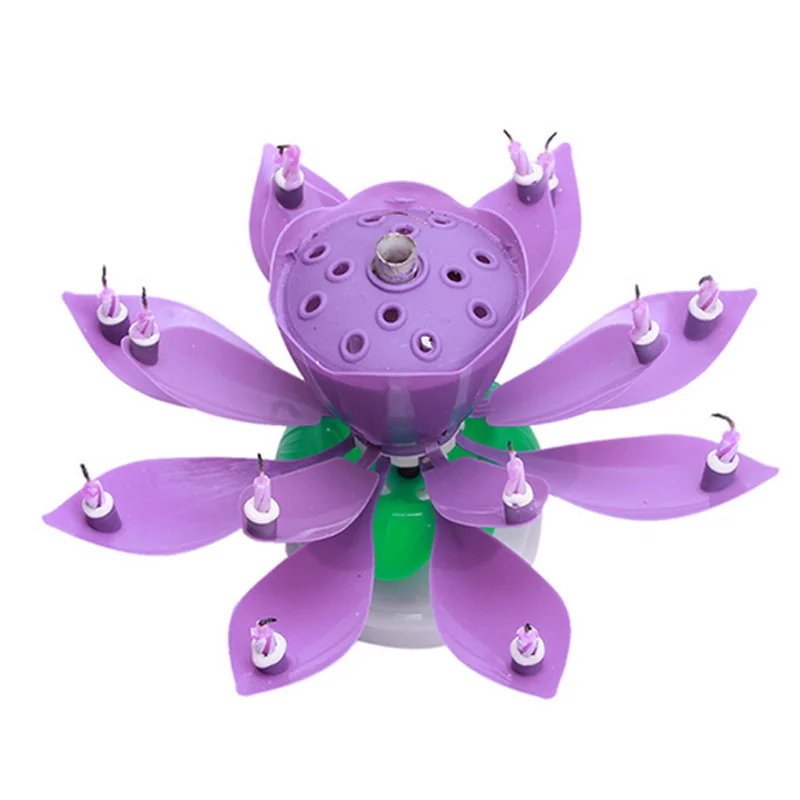 8/14pcs Candle Lotus Flower Rotating Happy Birthday Musical Party DIY Cake Decoration Candles For Gift SDF-SHIP | Дом и сад